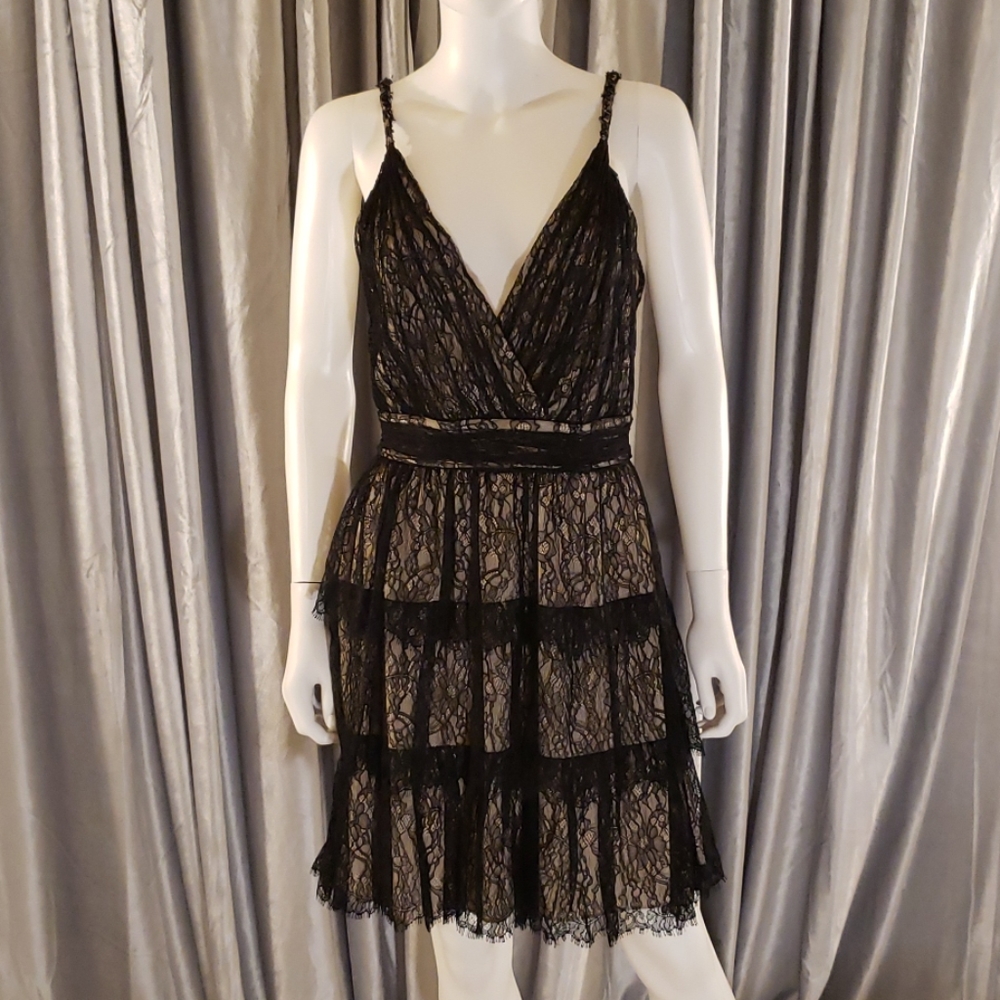 Alice + Olivia 156882 Black Olive Lace Dress